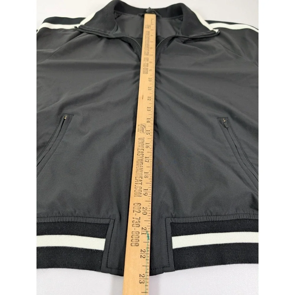Athleta Black Utility Jacket with White Stripes